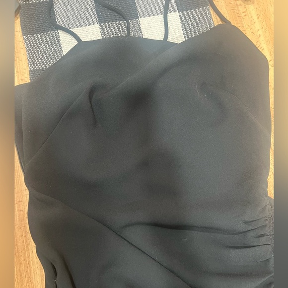 Zara black mini streppy dress with scrunched tie up the side - Picture 9 of 13